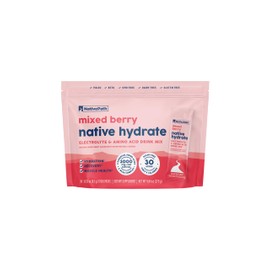 NativePath Native Hydrate Stick Packs, Sugar Free Electrolytes Powder with BCAAs, Mixed Berry Hydration, Keto & Paleo Friendly, 30 Servings