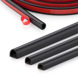 Silicone D-Shaped Weather Stripping Door Seal, 23FT Self Adhesive Door Insulation Strip, Fits Gaps up 1/4 to 15/32", for Door Frame & Window Seal, Black