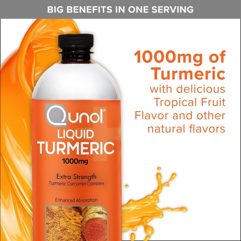 Qunol Liquid Turmeric Curcumin with Black Pepper 1000 Milligram, Supports
