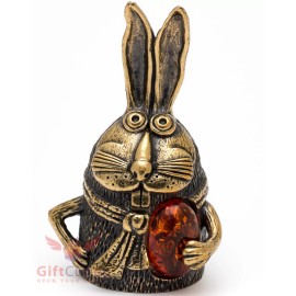 Solid Brass amber Figurine bell of Hare Rabbit Krosh  IronWork