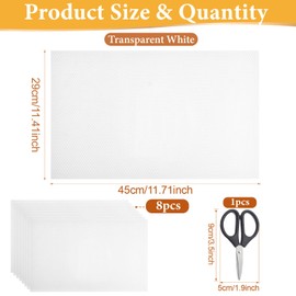 SHENSAIGO Pack of 8 Antibacterial Fridge Mats, Fridge Mats, White, Non-Slip Fridge Inserts, DIY Cut to Size, Fridge Pad for Drawer Mat, Shoe Mat, Cabinet (29 x 45 cm)