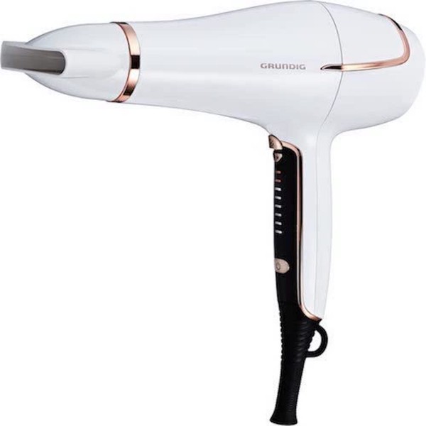 GRUNDIG Ionic Touch Control Hairdryer HD7880 | Lightweight White/Rose Gold Design |Powerful 2200W | 7 Adjustable Speed Settings| 8 Heat Settings Plus Cool Shot