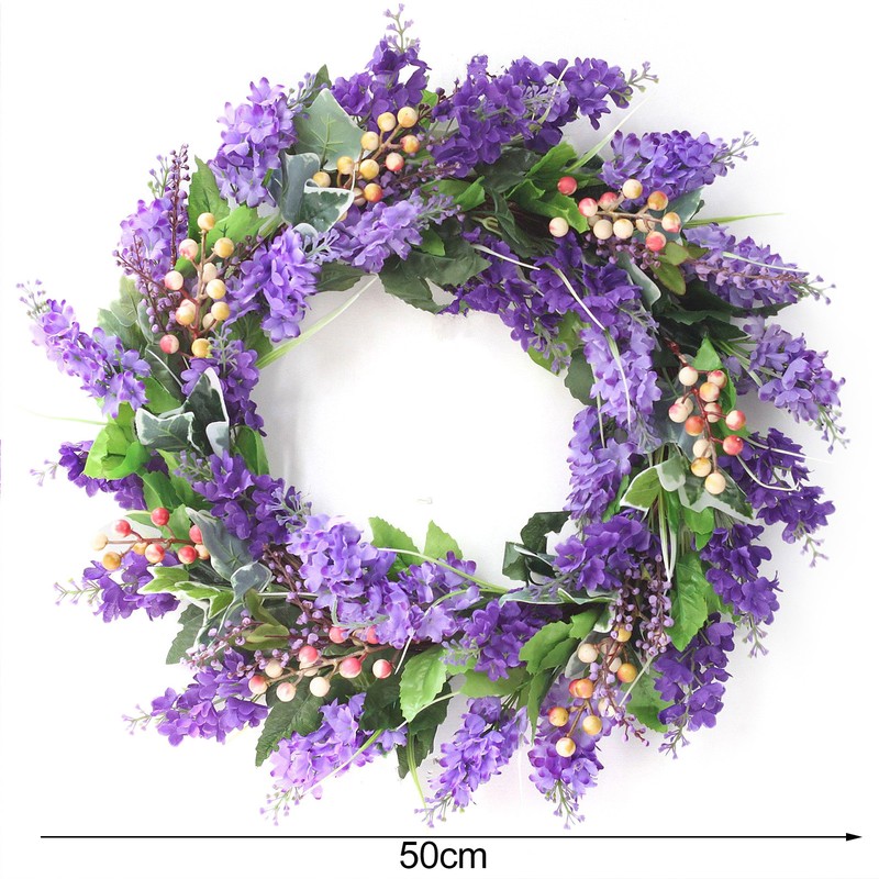 Simulation Lavender Wreath Silk Cloth Artificial Lavender Flower Wreath Front