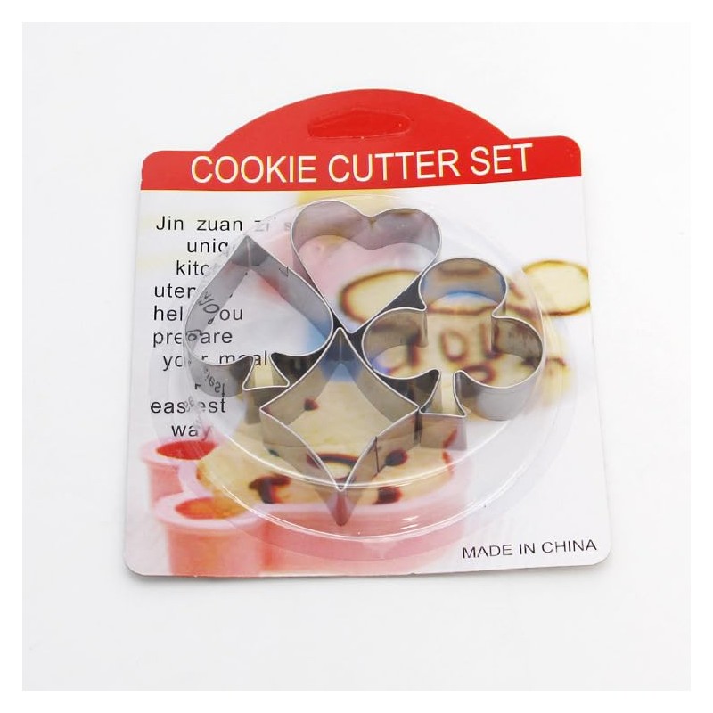 Poker Cookie Cutter, 4 Pieces Poker Stainless Steel Cookie Cutters,