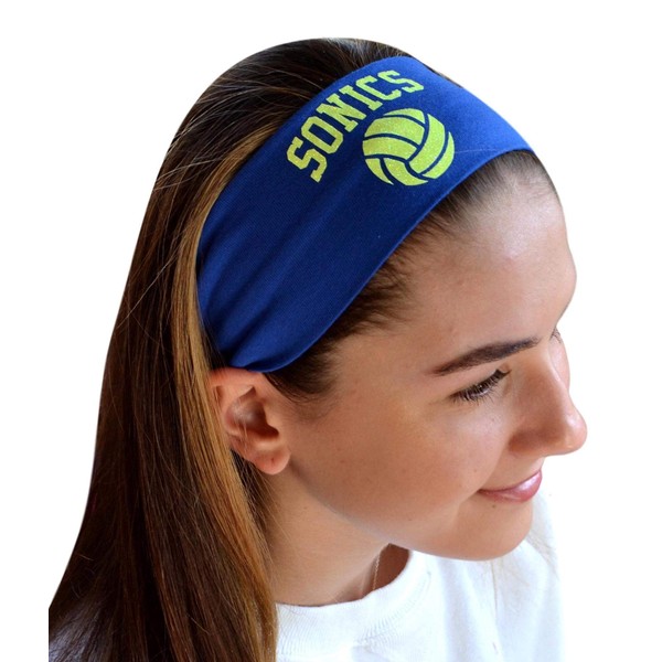 Design Your Own Personalized VOLLEYBALL Cotton Stretch Headband with GLITTER Text And CUSTOM Name