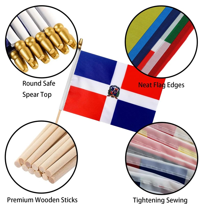 GSYLPFT 12 Pack Dominican Flags on Sticks Dominica Small Mini