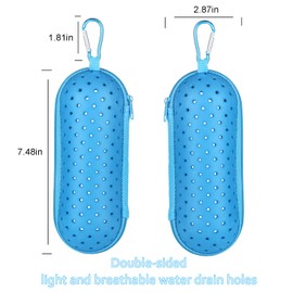 Hawflu Swim Goggle Case For Swimming Goggles, Portable EVA Carrying Case with Drain Hole Zipper Sunglasses Bag with Clip (Light Blue)