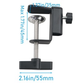 WHYHKJ C Type Adjustable Metal Mounting Table Clamp Plastic Handle Base Universal Desktop Fixed Cantilever Bracket For Lighting Photography Video Conferencing Direct Broadcasting Black
