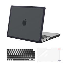 MOSISO Compatible with MacBook Pro 14 inch Case 2024-2021 Release M3 A2918 A2992 M2 A2779 M1 A2442, Anti-Cracking Heavy Duty Plastic Hard Shell with TPU Bumper&Keyboard Cover&Screen Film, Black
