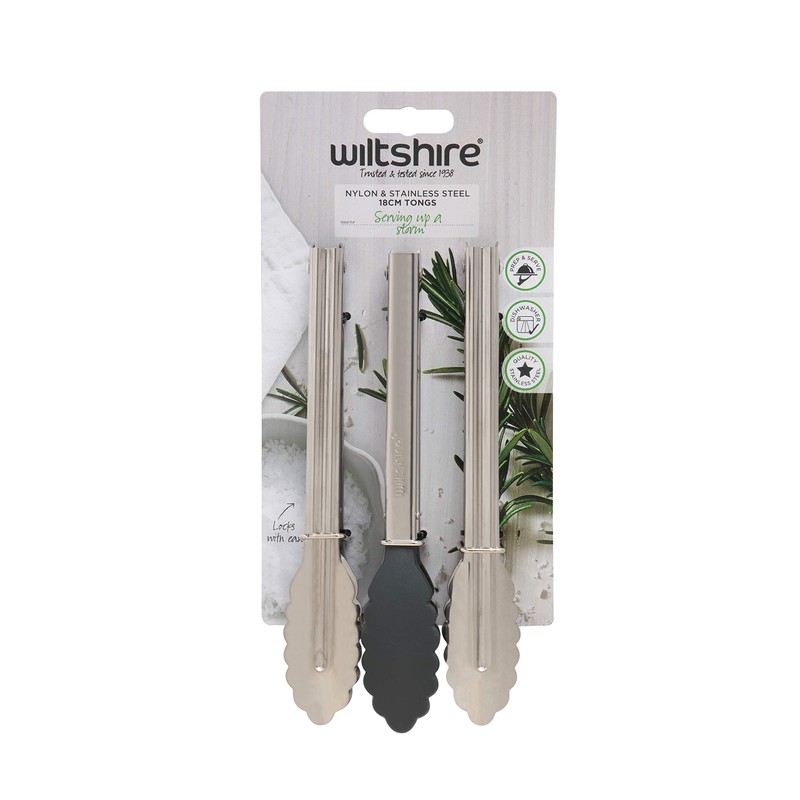 Wiltshire Nylon and Stainless Steel Mini Tong 3 Piece Set,