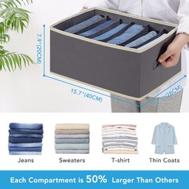 Baesyhom 12-Slot Jeans Organizer and 6-Slot Pants Organizer for Clothes, Jeans, Sweater, T-shirt, Dress Stackable for Wardrobe Closet Drawer Organizer Storage Bin Container, Dark Grey