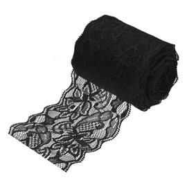 MECCANIXITY 3 Inch Wide 10 Yard Lace Ribbon Floral Pattern Black Lace Trim Ribbon for Sewing Making, and DIY Crafts, Gift Wrapping, Bouquets, Wedding Decor