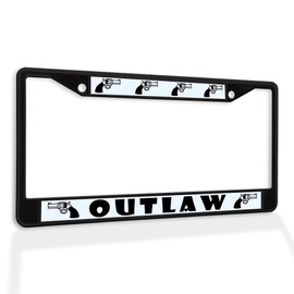 Fastasticdeals Metal Insert License Plate Frame Outlaw Weatherproof Car Accessories Black 2 Holes Solid Insert