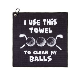 Funny Golf Towel - I Use This Towel to Wash My Balls | Golf Ball Towel with Clip for GolfBags | Golfs Gifts for Men, Dad, Husband, Boyfriend | Father's Day, Christmas, Birthday Golf Accessories