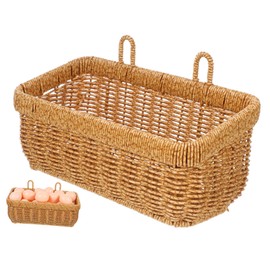 ULTECHNOVO Woven Hanging Basket for Kitchen Storage Large Shallow Wall Organizer for Fruits Vegetables and Seasonings Stylish Woven Storage with Hooks for Easy Installation