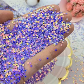 12000 Pieces 3mm Holographic Star Party Glitter PVC Confetti for Arts & Crafts Wedding Bridal Shower Birthday Valentines Party Decorations (Holographic Purple)