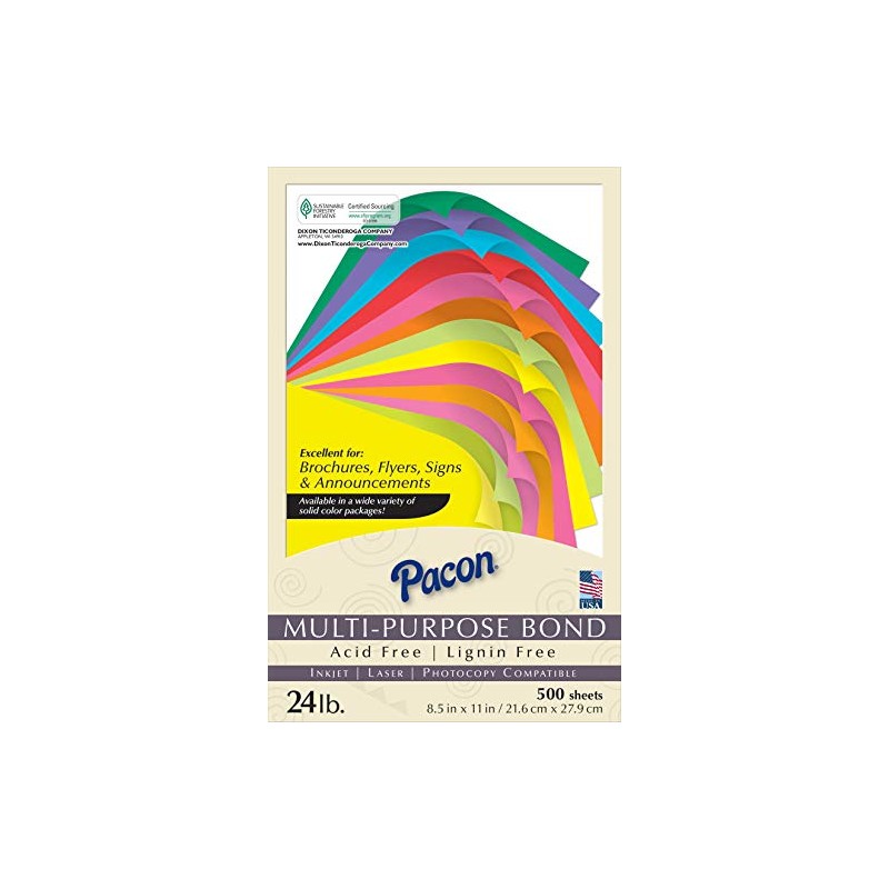 Pacon 102053 Kaleidoscope Multipurpose Colored Paper, 24lb, 8-1/2 x 11,
