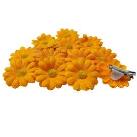 12pcs Womens Multi-colored Sweet Daisy Hair Clips Mini Sun Flower Hairpins Hair Accessory for Bridesmaid Wedding Photography (Orange)