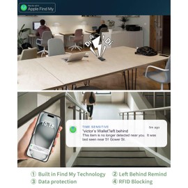 Auskang Mens Wallet with Smart Tracker Works for Find My, Slim Trifold Minimalist Leather, RFID Blocking Wallet for Men with Coin and Note Pocket, Replacement for Airtag Wallet, Not for Android, Black