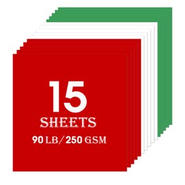 15sheets christmas cardstock paper 12" x 12", 230gsm/80lb Thick Card stock，Printer Paper, Party Decors，Paper Craft, School Suppliesred (red green white)
