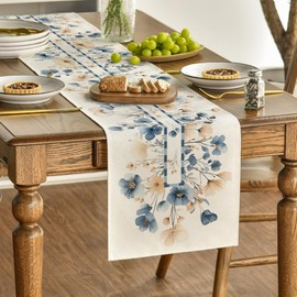 Artoid Mode Bloom Flowers Floral Weeds Spring Table Runner, Seasonal Summer Kitchen Dining Table Decoration for Home Party Decor 13x48 Inch