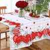 Valentines Tablecloth Red Hearts Eucalyptus Leaves Table Cloth Rectangle Table,