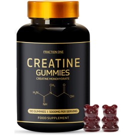 Fraction One Creatine Monohydrate Gummies – 5000 mg per Serving, Muscle Recovery and Endurance, Pre-Workout Support, Sugar-Free, Gym Supplement for Men and Women – 90 Gummies – 45 Days Supply