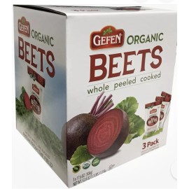 Gefen Organic Red Beets, Whole, Peeled, Cooked & Ready to Eat, 1.1 lb (3 Pack)