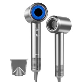 Hair Dryer, High-Speed Ionic Low Noise Blow Dryer with 160000 RPM Motor for Fast Drying, Thermo-Control Portable Hair Blow Dryer with Magnetic Nozzle for Home Travel Salon (Grey)