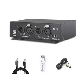 Lyaciomn 2 Channel 48V Universal Compact Phantom Power Set for Condenser Microphone Music Recording Equipment