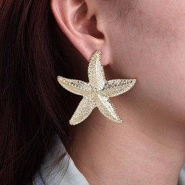 Inateannal Exaggerated Starfish Earrings Gold Big Starfish Stud Earrings Large Starfish Dangle Earrings Boho Sea Star Drop Earrings Statement Summer Beach Starfish Earrings Star Shaped Ocean Earrings