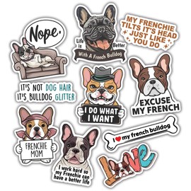 (10pcs) French Bulldog Stickers French Bulldog Decals Cute Frenchie Mom Gift Dog Lover Funny Gifts Multiple Different Design, Waterproof, UV- Resistant, Suitable for Tumbler, Laptop, Car, Truck