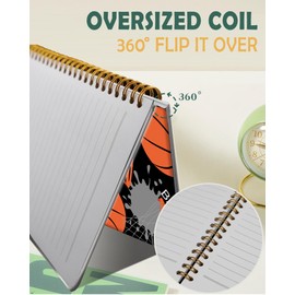 ZHIZHEND Ruled Spiral Writing Notebook,A5 Hardcover Lined College Journal for Women,Strong Twin-Wire Binding with Premium Paper,8.4" X 6",Perfect for School,Office,Home(Basketball)