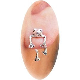 Cute Frog Earrings for Women Funny Earrings Weird Cool Stuff Fun 3D Animal Stud Earrings   Gifts - Color: Green-Frog
