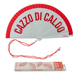 FISURA Original Cazzo di Caldo Fan Modern Colourful Wooden Hand Fan Red and White Gradient Hook Included Dimensions: 42.5 x 23 cm