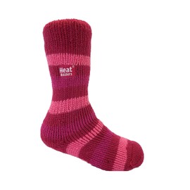 Heat Holders | Kids Thermal Slipper Socks | Ages 8+ | UK 13-3 | Anti-Slip Grip | Soft Brushed Inner | TOG 2.34 | 7X Warmer Than Cotton | 1 Pair | Kids UK 13-3 | Deep Fuchsia