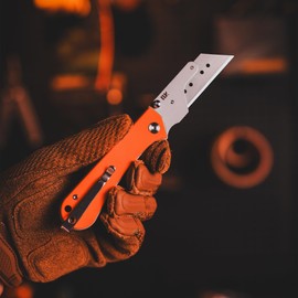 NUKNIVES U23 Kumpanter Folding Utility Knife - Versatile EDC Knife with Quick-Release Blade, Compact Foldable Pocket Utility Knives - G10 Orange
