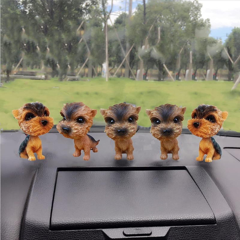 Kangkang@ [Yorkshire Terrier] Bobbleheads Car Ornaments Resin Car Decoration,4.7x2.3''