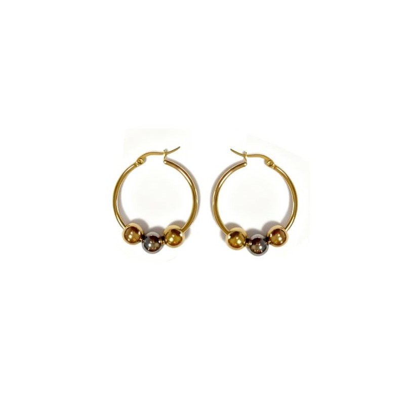 Hoop Earrings with Titanium Steel Ball Trendy Dangle Hoop Earrings