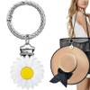 Daisy Flower Keyring Charm, Twisted Metal Ring, White and Yellow,