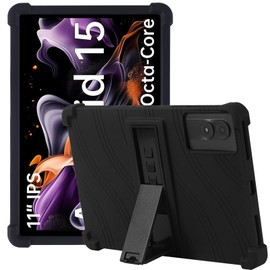 Kwamaz for 11 inch Tablet Case, Soft Silicone Cover Case with Stand for Ulefone Tab A11/AGM Pad P2 T1 T2/Oukitel OT8 OT9 OT11 OT12/HEADWOLF WPad7/Nubia/Blackview/Oscal/UMIDIGI 11'' Tablet, Black