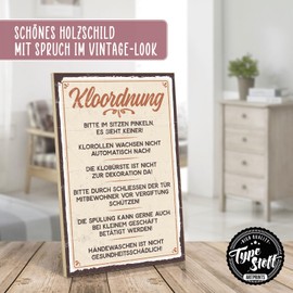 TypeStoff Wooden Sign with Saying - KLOORDNUNG - Vintage Look with Quote as Gift and Decoration - HS-00477
