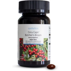 Sanhelios Circu Caps Higher Dose Max Potency Butcher's Broom Extract 100mg - Herbal Support Supplement for Healthy Blood Flow, Veins & Circulation in Legs - 50 Capsules