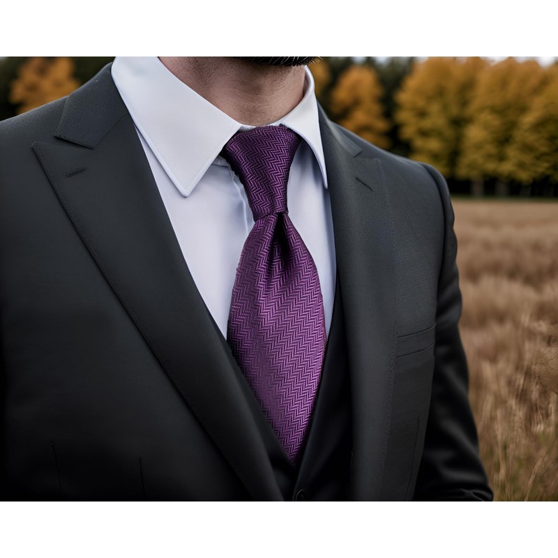 S&W SHLAX&WING Plain Purple Grape Men's Tie Extra Long Dress