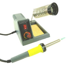 Electronix Express Temperature Adjustable Soldering Station, 5 to 40 Watt, Includes Iron with 1.5mm Pointed Tip and Cleaning Sponge