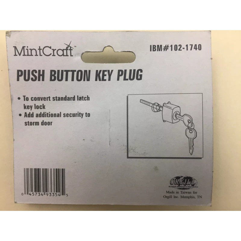 Mintcraft 102-1740 White Rectangular Push Button Key Lock 2 KEYS