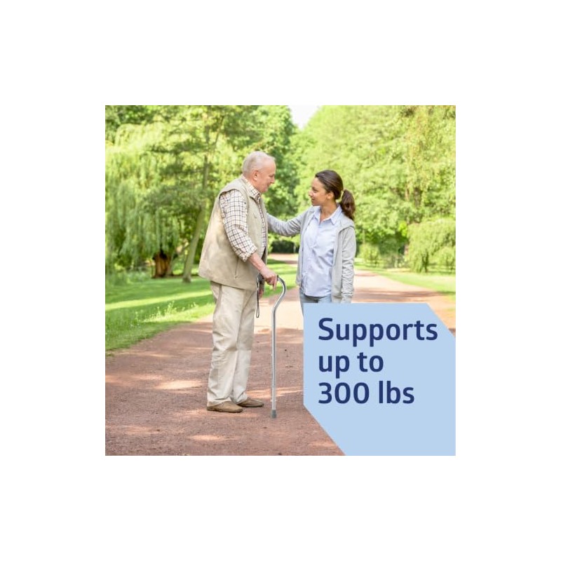 Medline Aluminum-Chrome Offset Walking Cane, Adjusts 29–38” & Supports Up