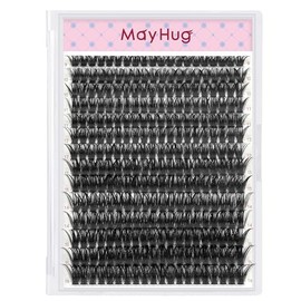Mayhug Fluffy Lash Extension Mink Thick Cluster Eyelash Extensions 9-16mm Lash Clusters Individual Lash Extensions DIY Clusters Lashes Extension at Home (280pcs-90D 9-16mm)