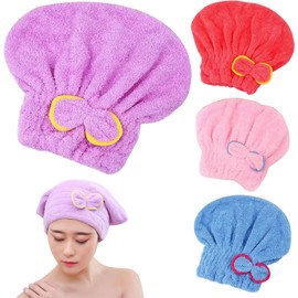 Tapa de Secado para el Cabello 4pcs Toalla de Cabello súper Absorbente Capilla de Secado rápido Micripor