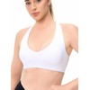 Lassosi Women's V Neck Sports Bra Wide Straps Cross Back